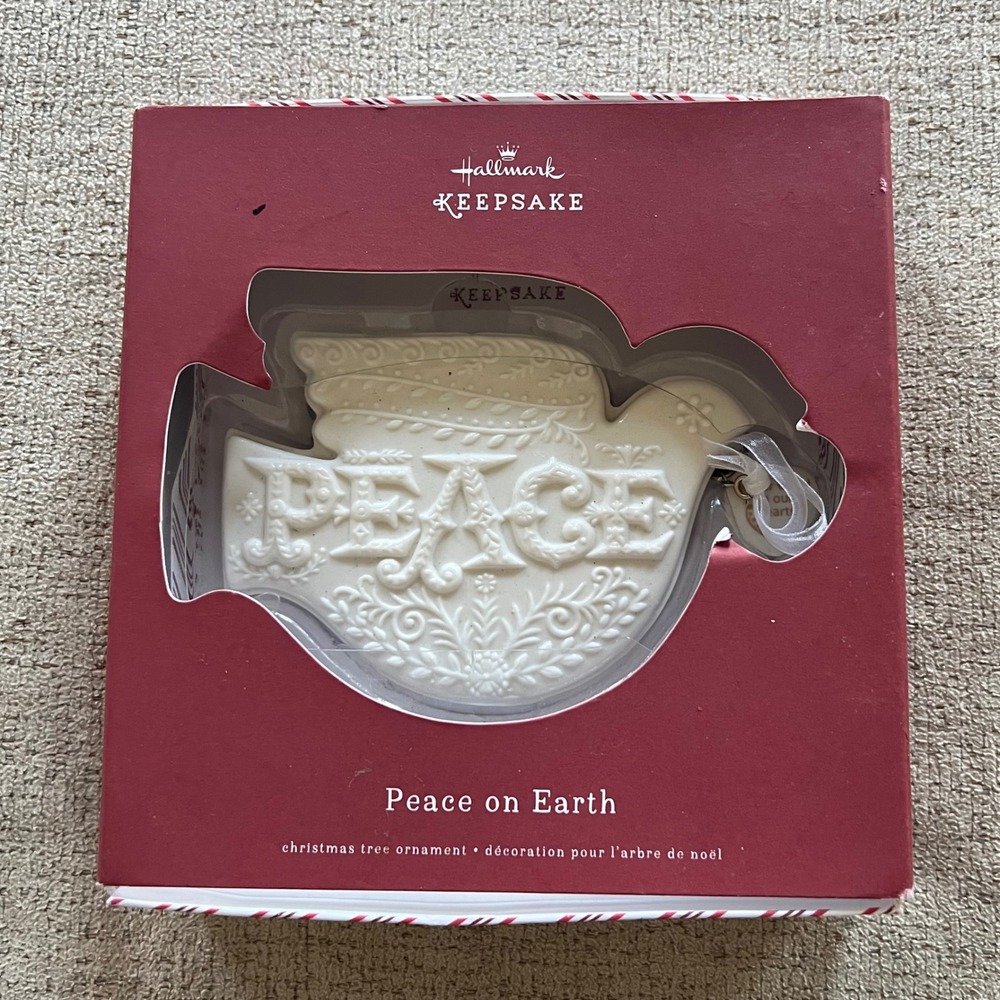 Hallmark Keepsake Peace on Earth White Ceramic Dove Christmas Ornament 2021